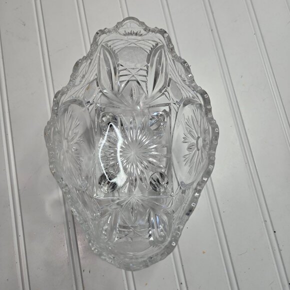 Vtg Anna Hutte Bleikristall 24% Lead Crystal Hand Cut Signed Footed Bowl 5x7x4.5 - Picture 4 of 11